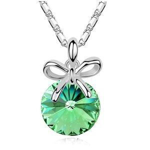 Swarovski Crystal Rivoli Bow Pendant Necklace in Peridot